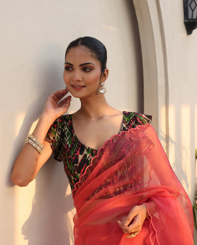 Ziya Black Printed Silk Blouse