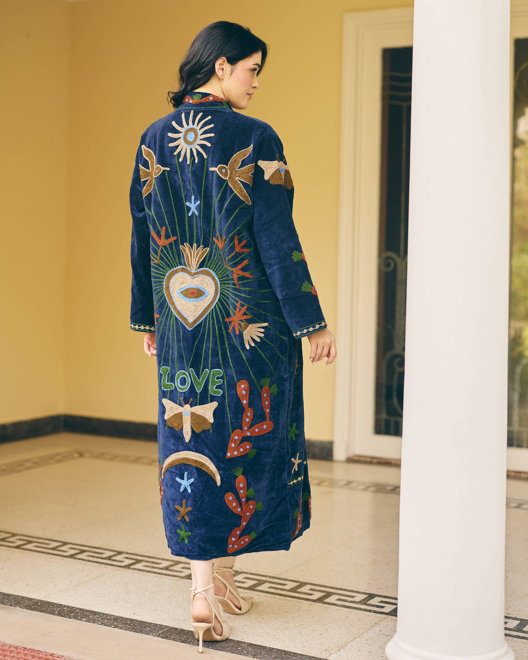 Celestine Navy Velvet Suzani Jacket