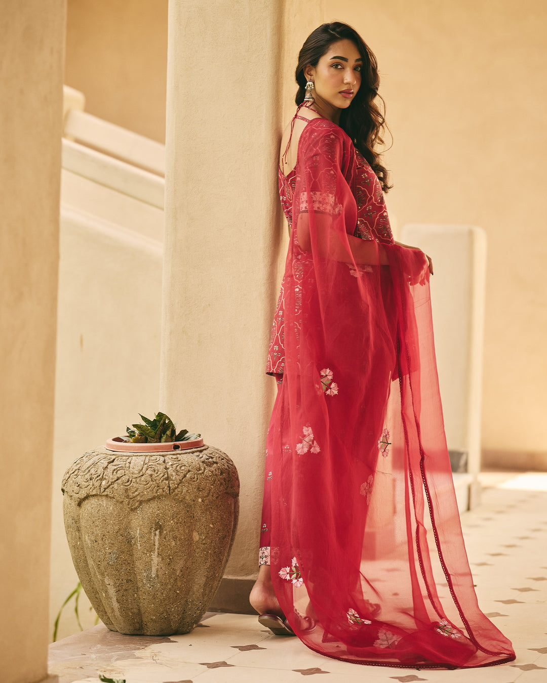 Vadya Maroon Cotton Printed Suit Set