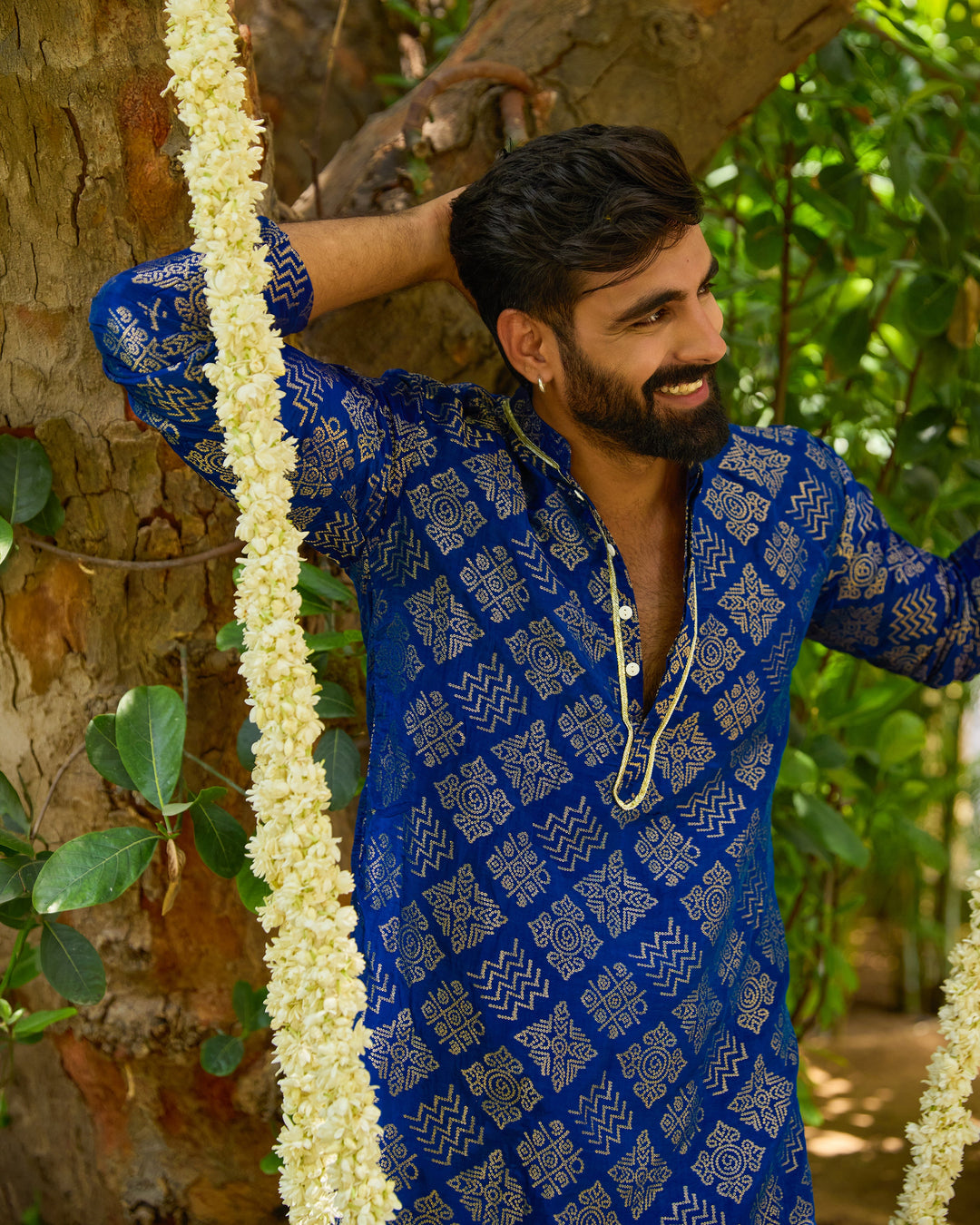 Shaan Blue Jacquard Kurta