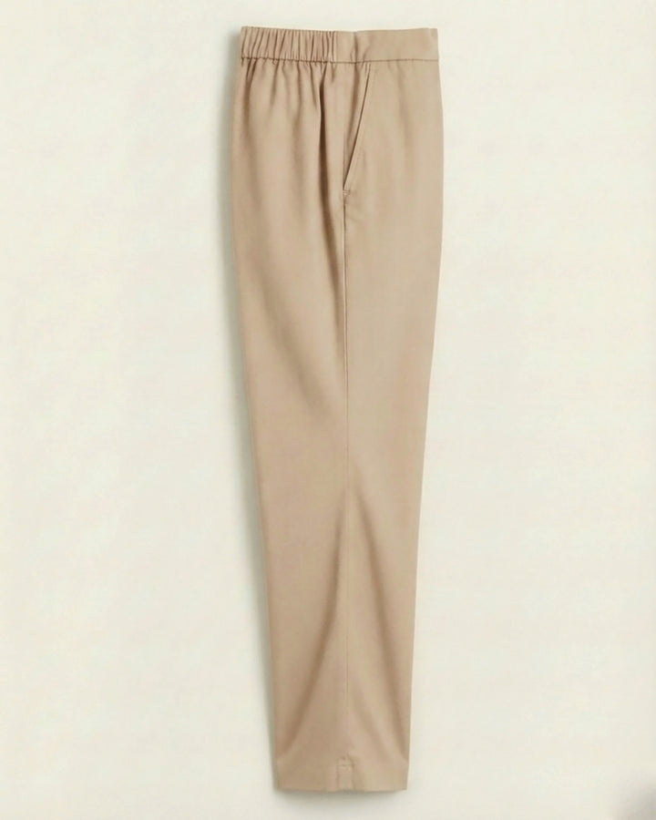 Ziva Beige Cotton Straight Pants