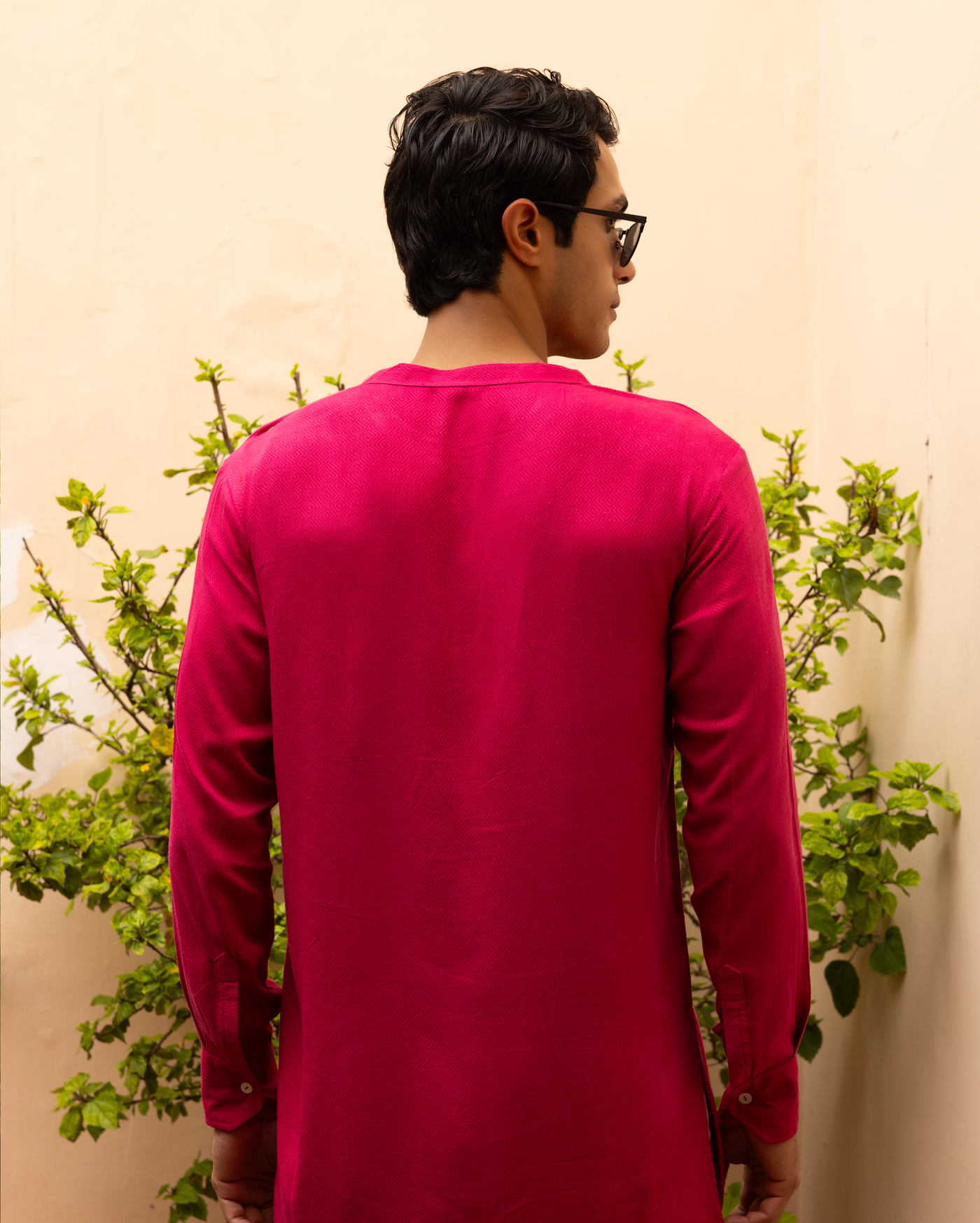 Bhargav Pink Solid Dobby Kurta