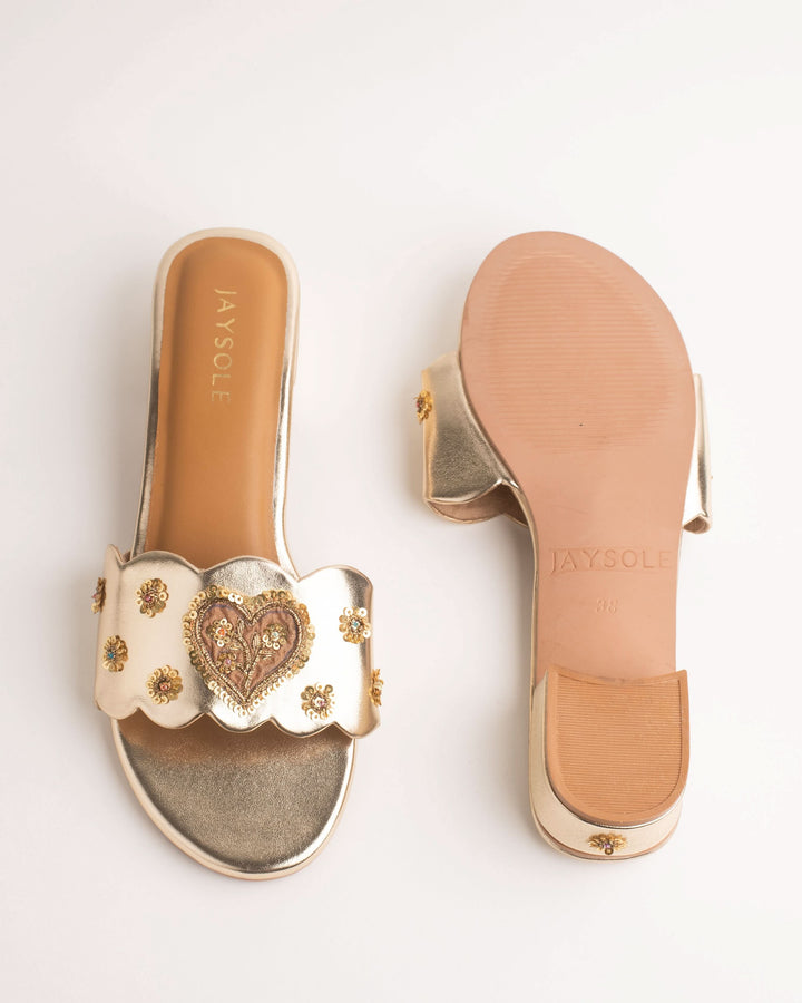 Jugnu Golden Handcrafted Heels