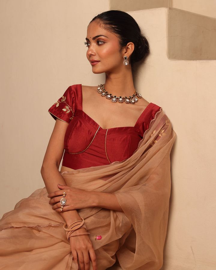 Nayra Maroon Chanderi Gotapatti Blouse
