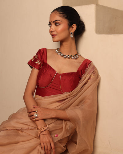 Nayra Maroon Chanderi Gotapatti Blouse