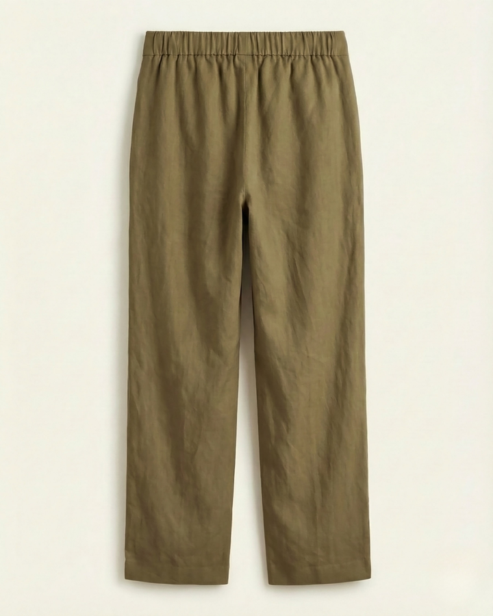 Olivia Olive Green Cotton Straight Pants