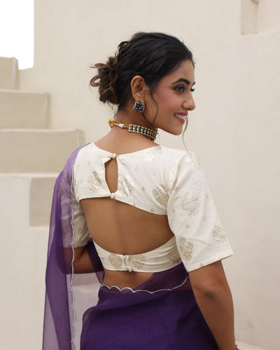 Noor White Jacquard Blouse