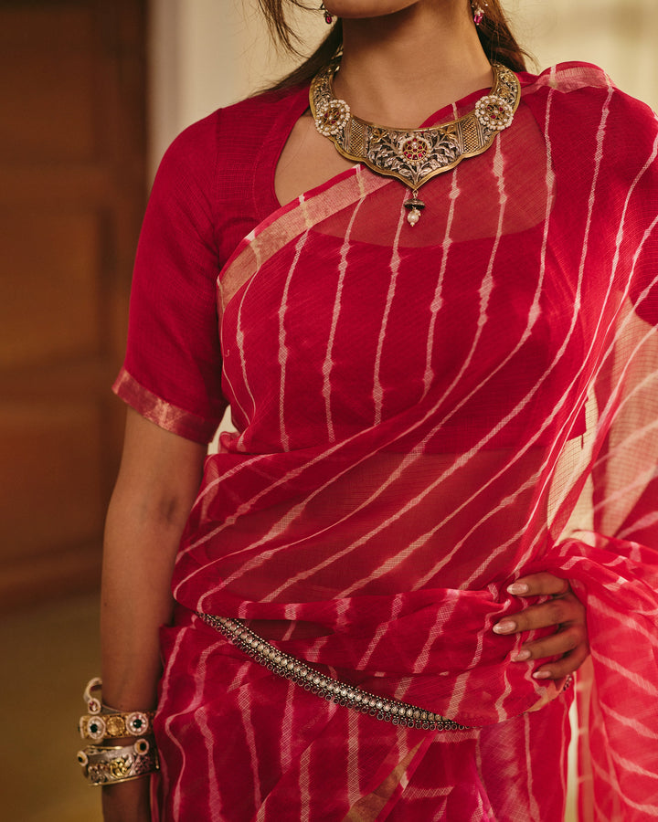 Vastram Red Doria Leheriya Saree