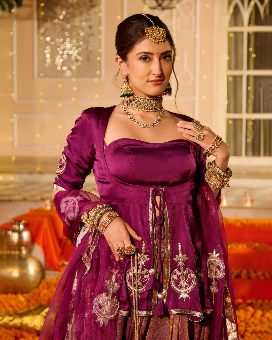 Kamal Purple Solid Satin Lehenga Set