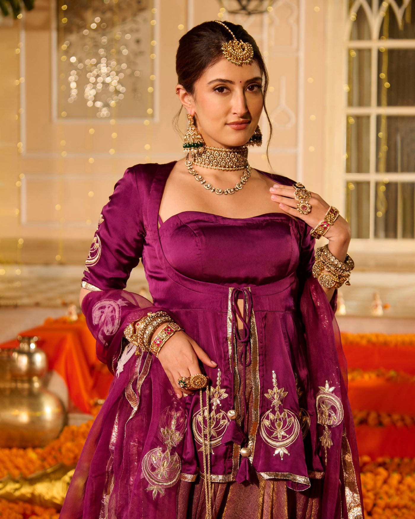 Kamal Purple Solid Satin Lehenga Set