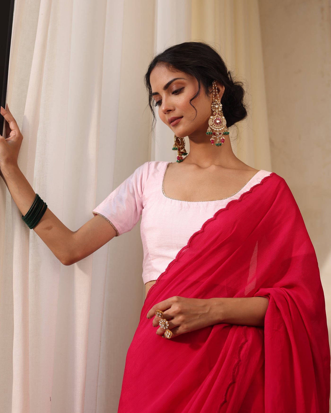 Ishira Pink Chanderi Blouse