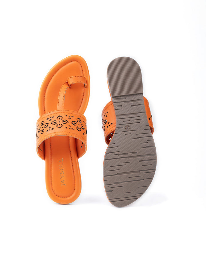 Tang Orange Kolha Flats