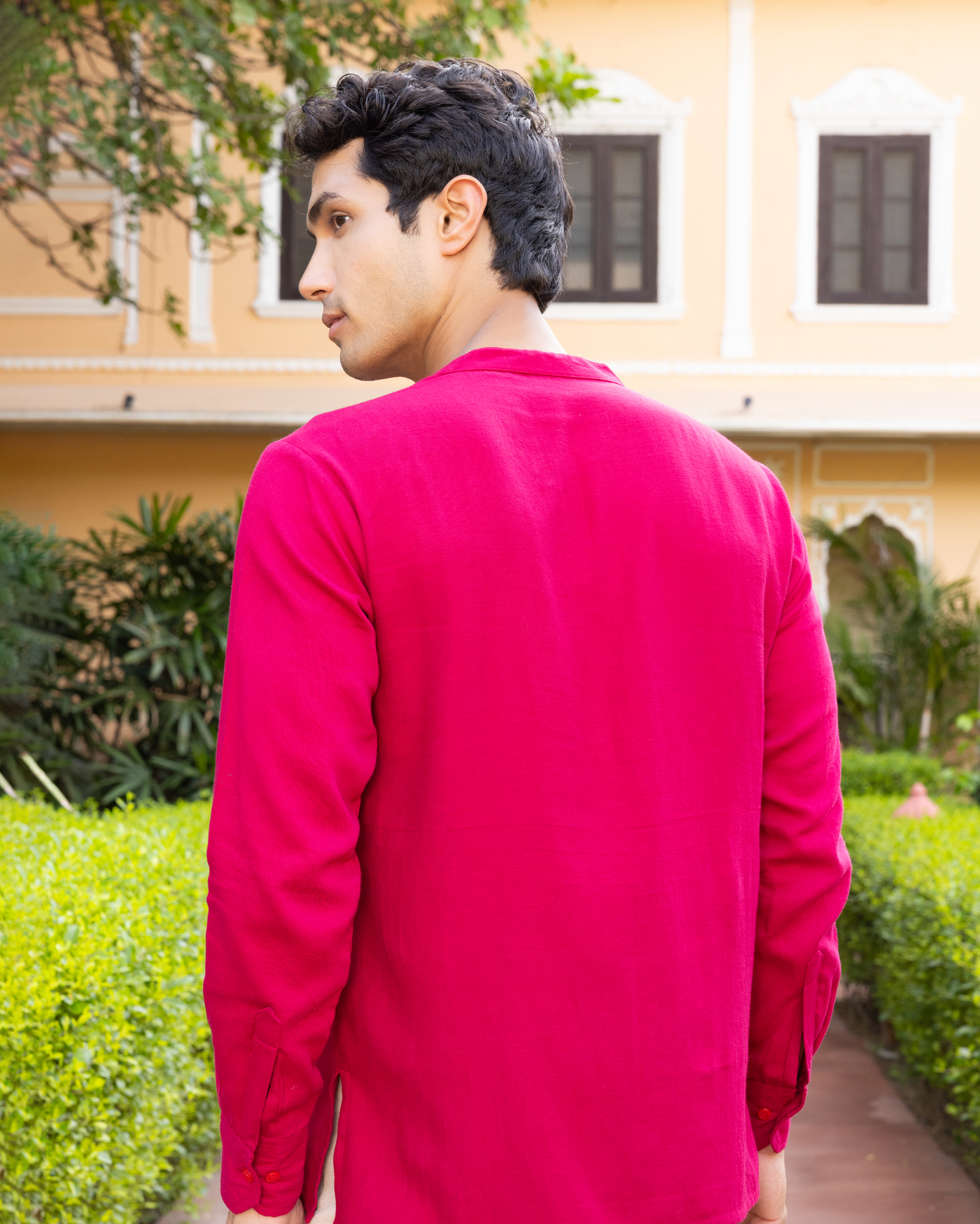 Hriday Pink Solid Cotton Kurta