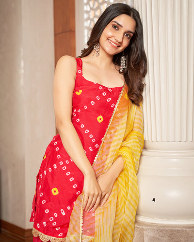 Tithi Pink Bandhani Silk Sharara Set