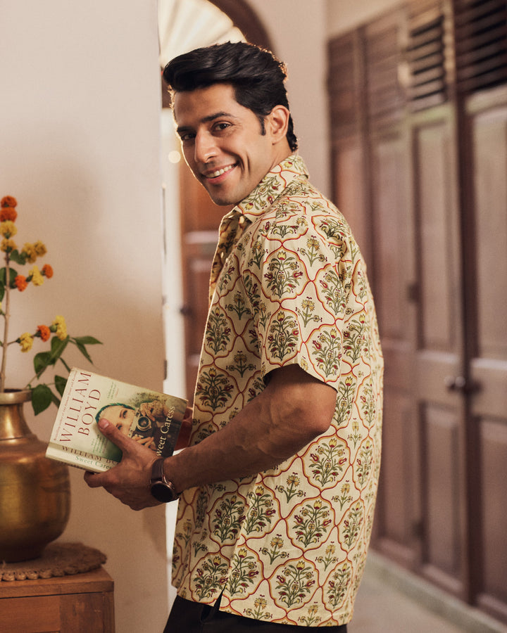 Ruhan Yellow Printed Cotton Shirt