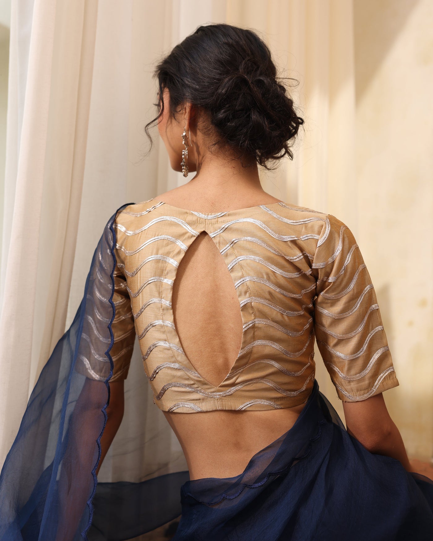 Yogini Beige Chanderi Embroidered Blouse