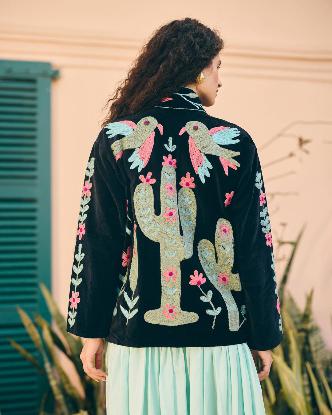 Nocturne Black Velvet Suzani Jacket