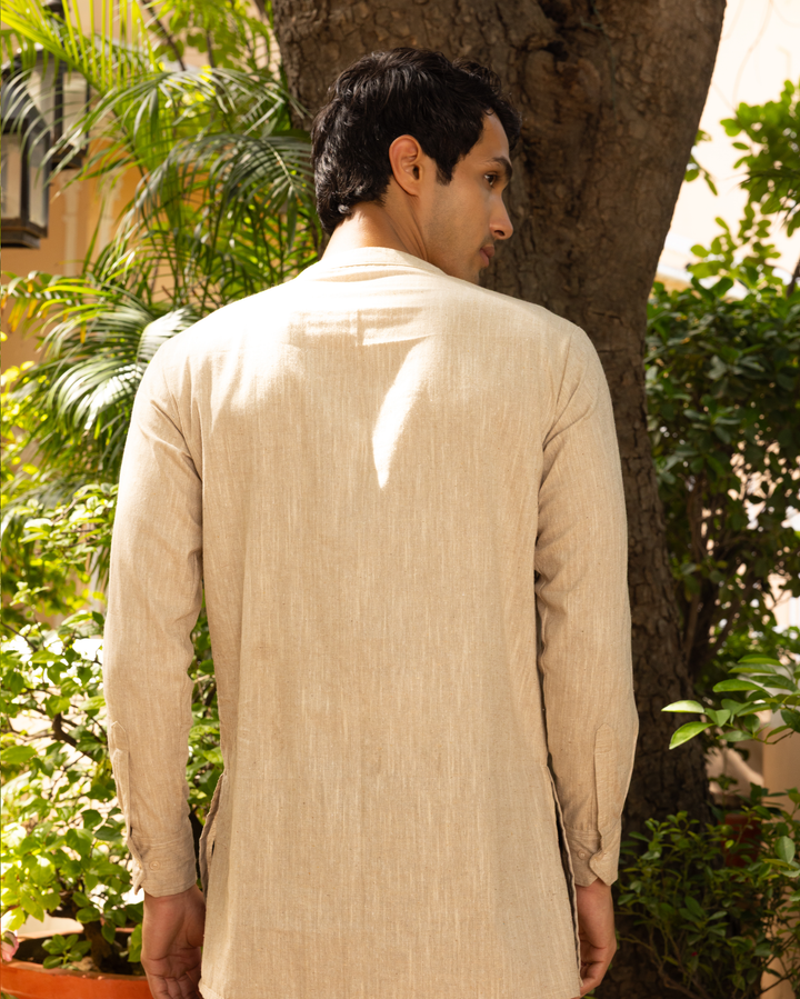 Vihaan Brown Solid Cotton Kurta