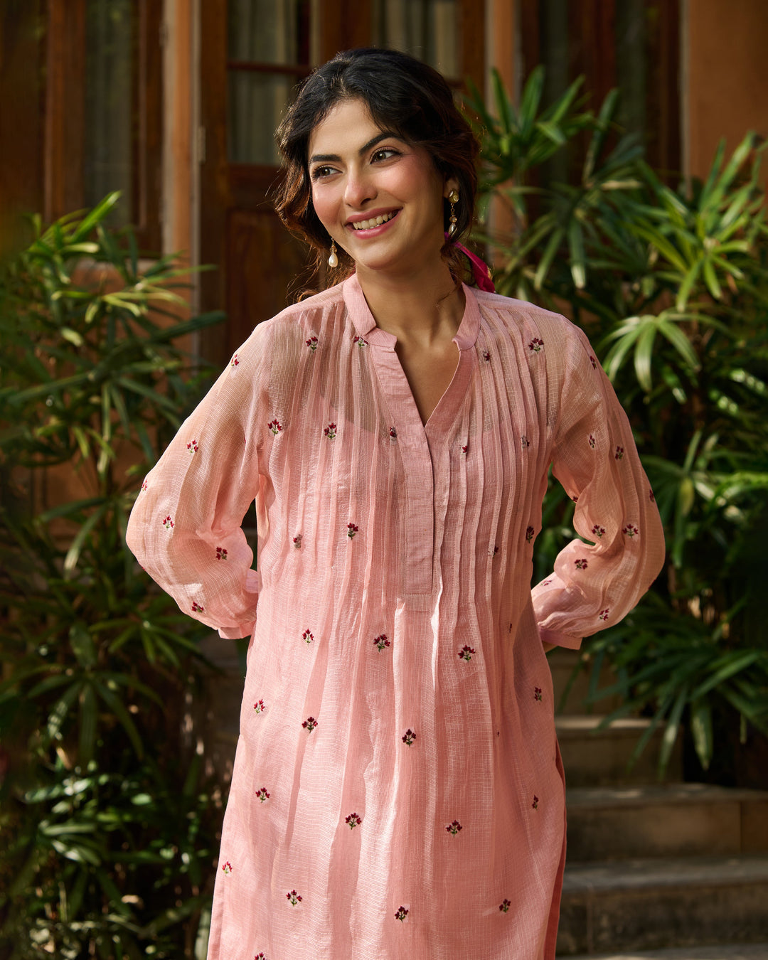 Jade Light Pink Embroidered Doria Kurta Set