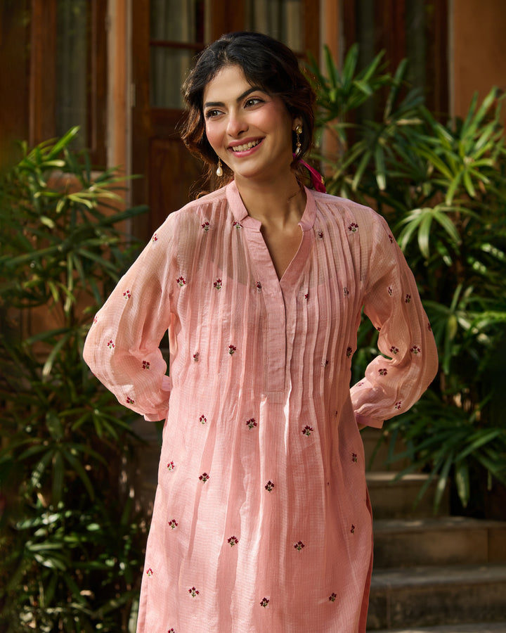 Jade Light Pink Embroidered Doria Kurta Set