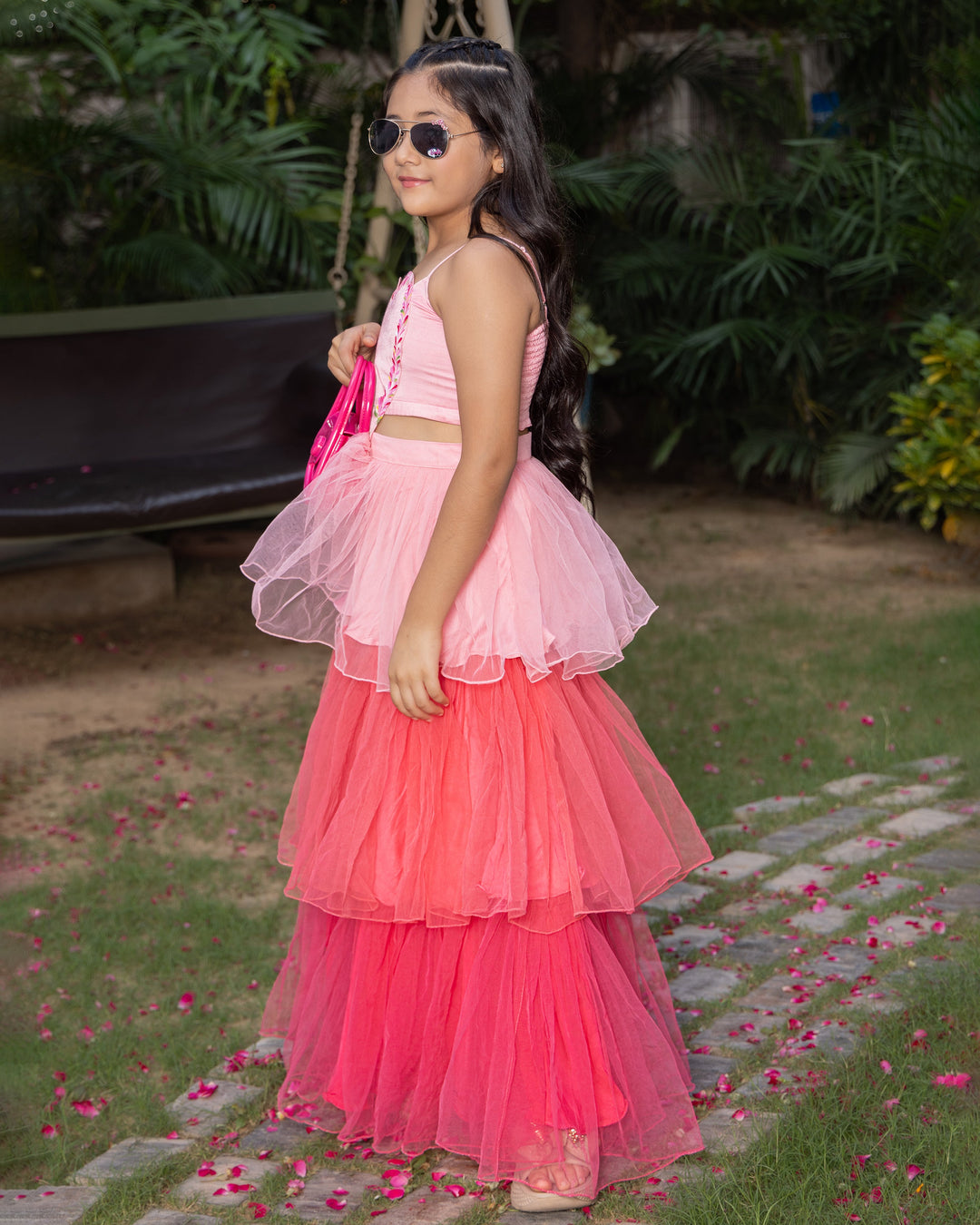 Cookie Pink Handpainted Tulle Coord Set