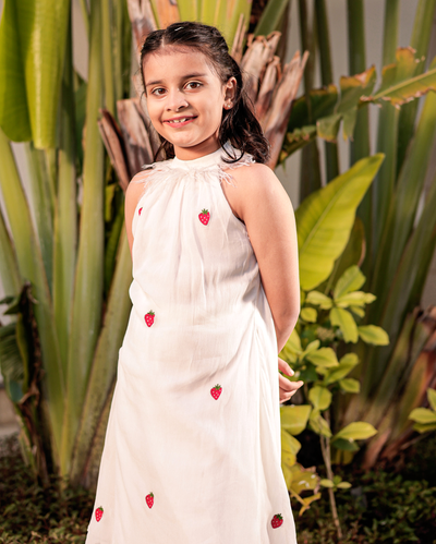 Strawberry Lush White Georgette Coord Set