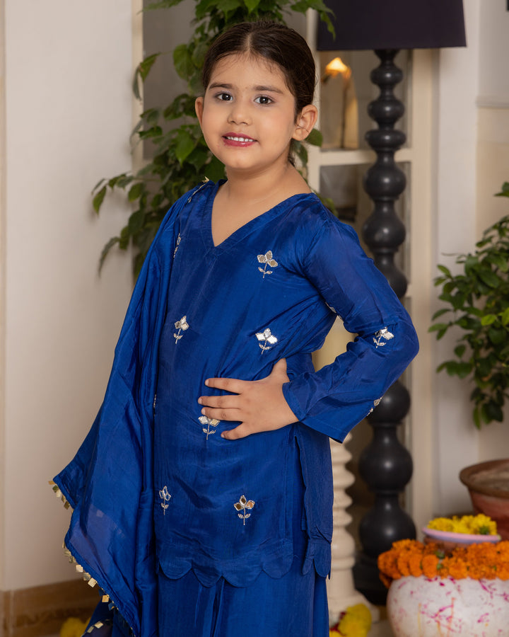 Aira Blue Solid Silk Suit Set