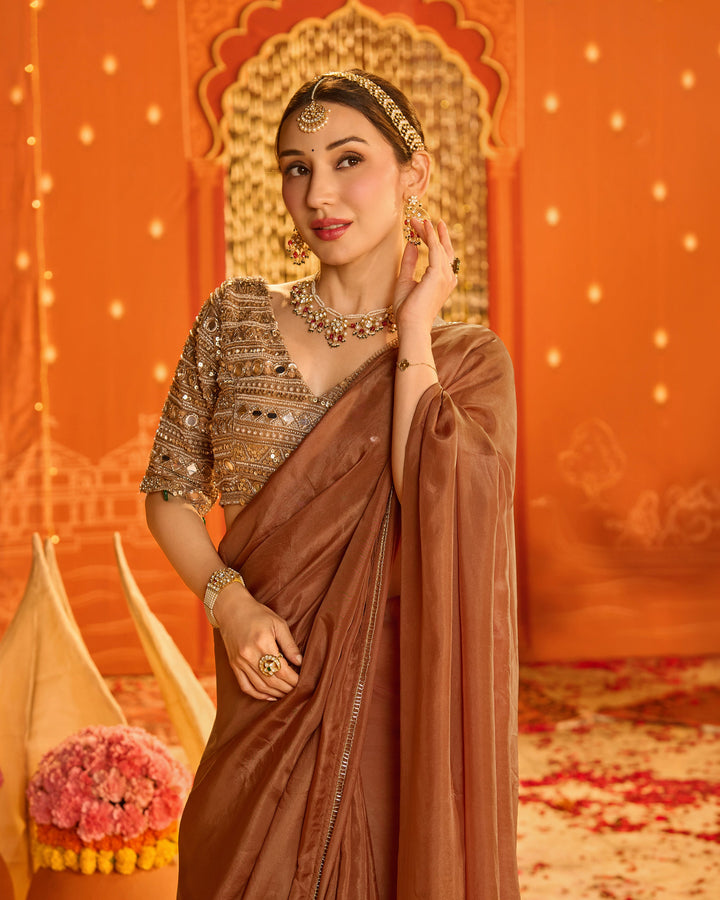 Lakshmika Brown Silk Saree