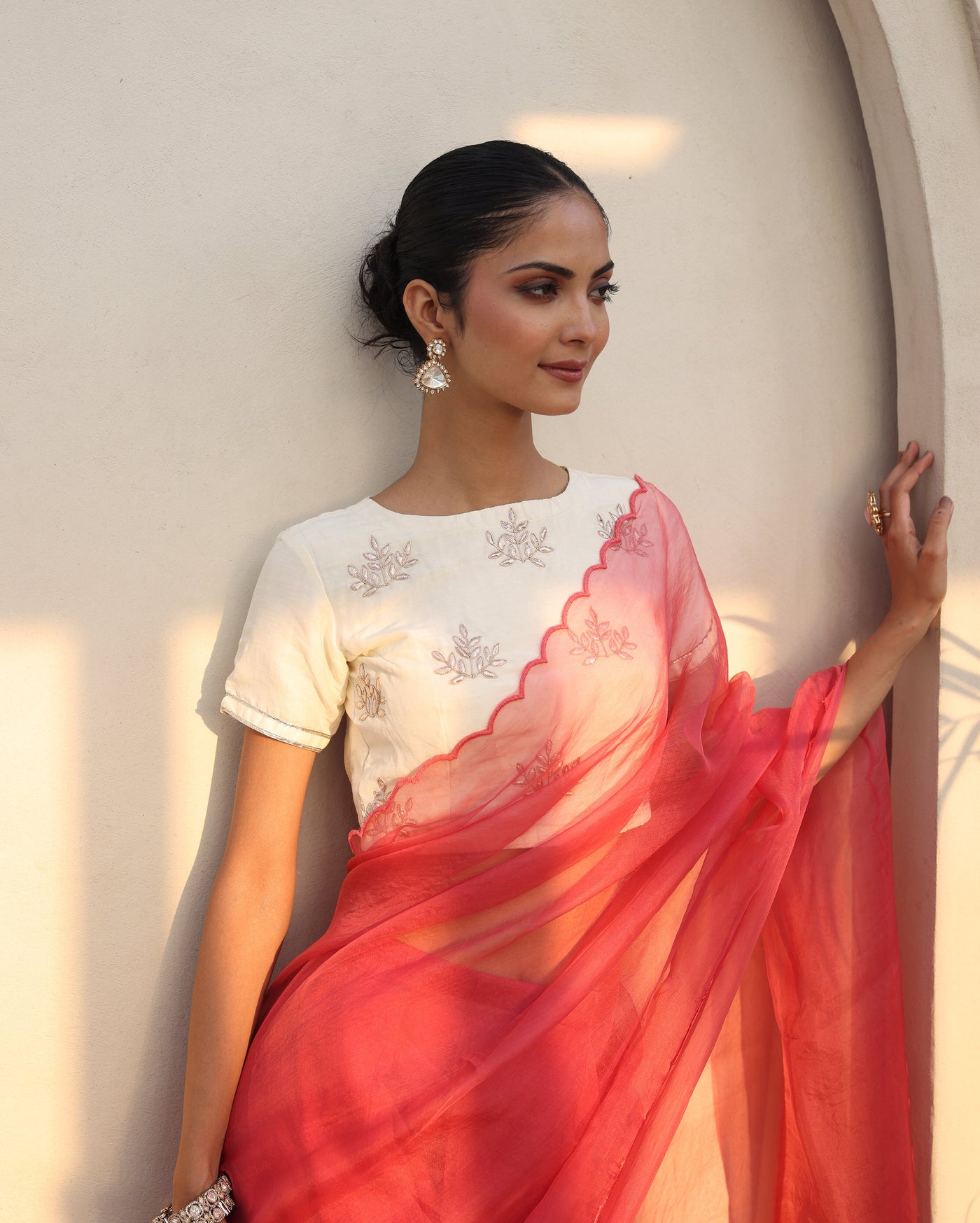 Tara White Chanderi Gotapatti Blouse