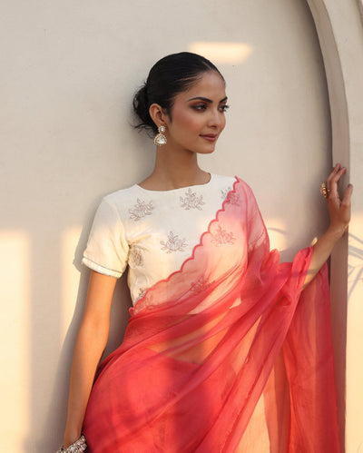 Tara White Chanderi Gotapatti Blouse