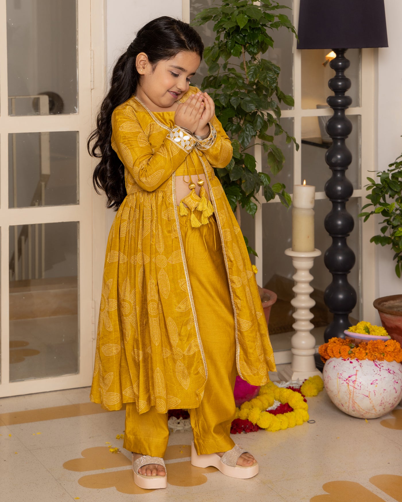 Tara Mustard Bandhani Chanderi Coord Set