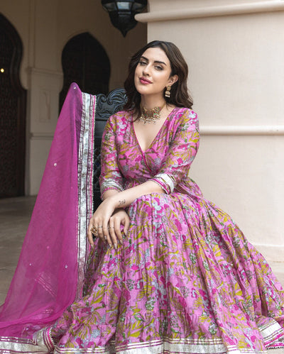 Yelena Chanderi Angrakha Suit Set