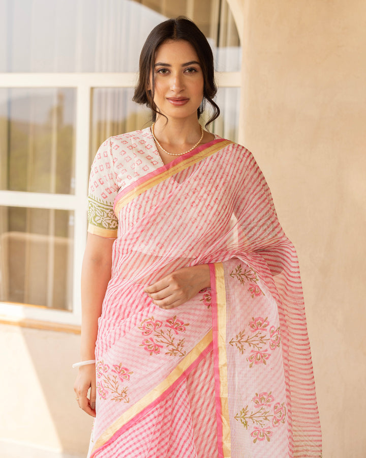 Suhana Pink Doria Printed Saree