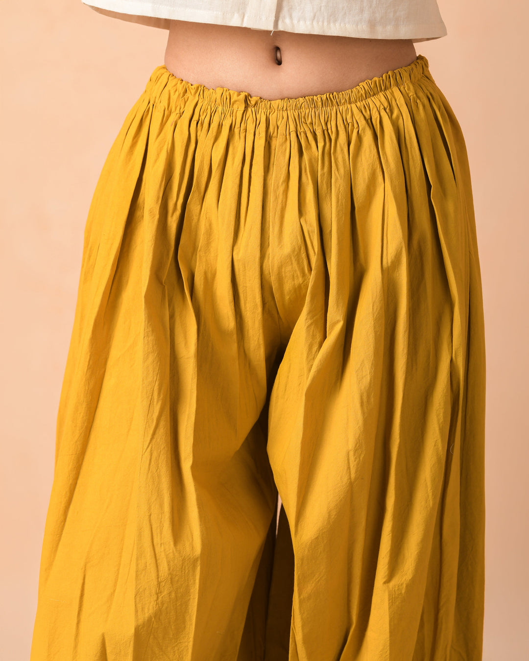 Mivra Mustard Cotton Poplin Solid Pants