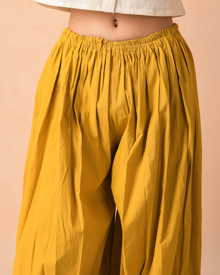 Mivra Mustard Cotton Poplin Solid Pants