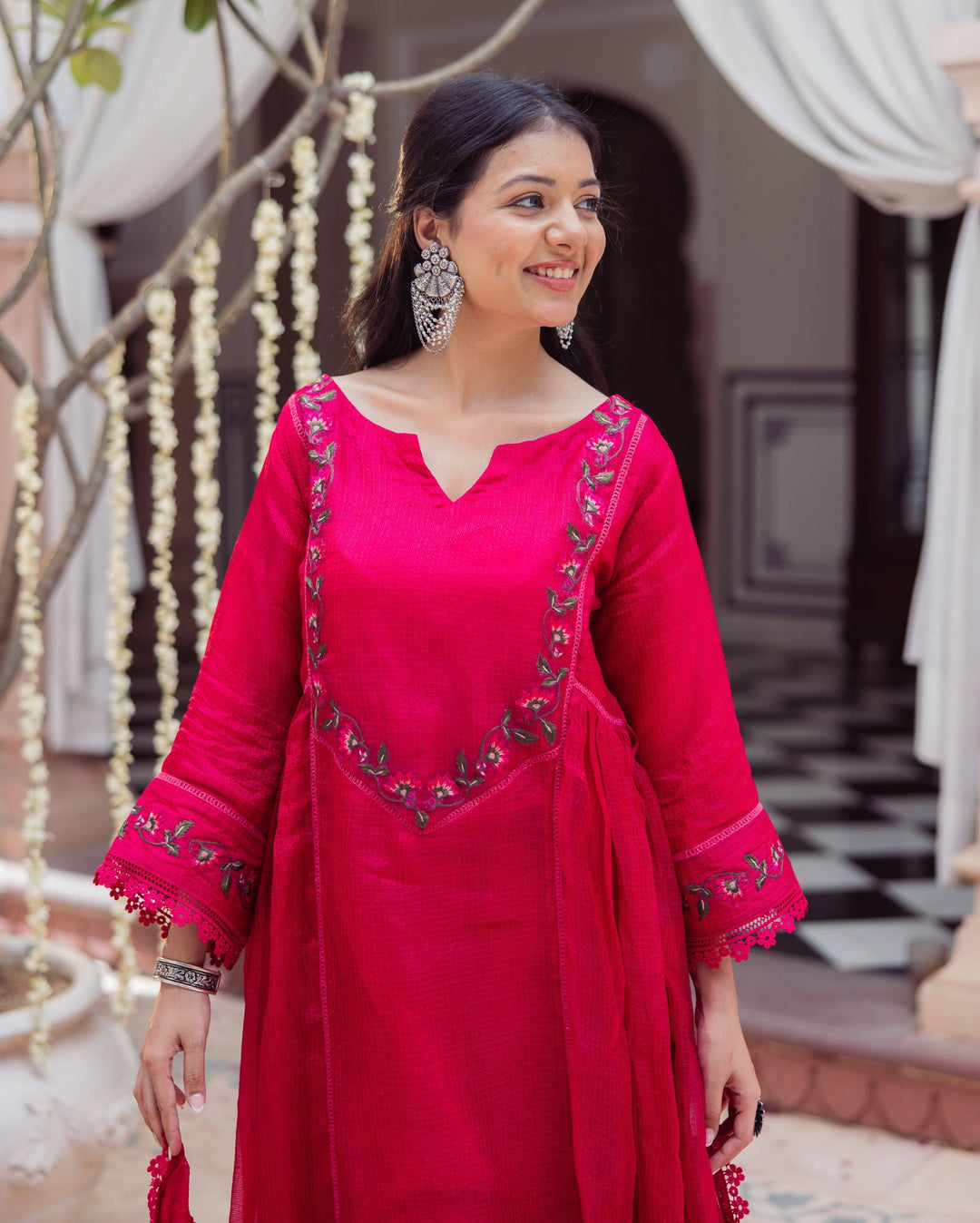 Sheer Pink Embroidered Doria Suit Set