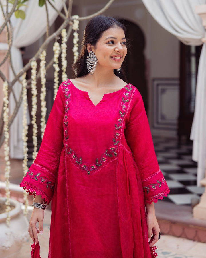 Sheer Pink Embroidered Doria Suit Set
