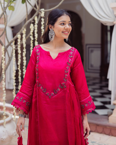 Sheer Pink Embroidered Doria Suit Set