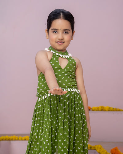 Pihu Green Bandhani Georgette Coord Set