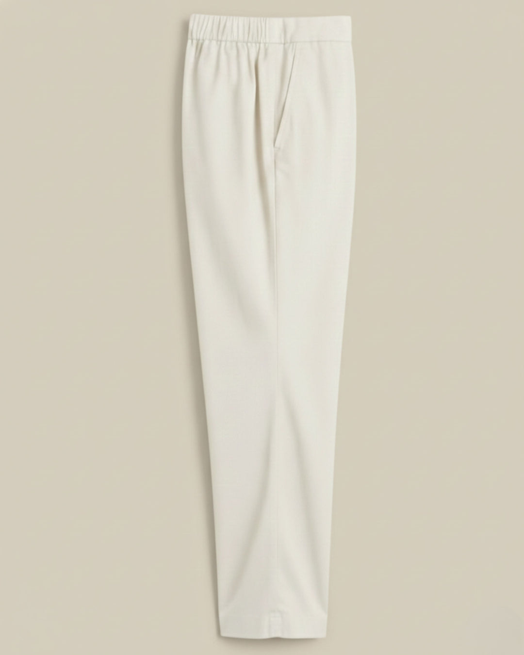 Kriya Off White Cotton Solid Straight Pants