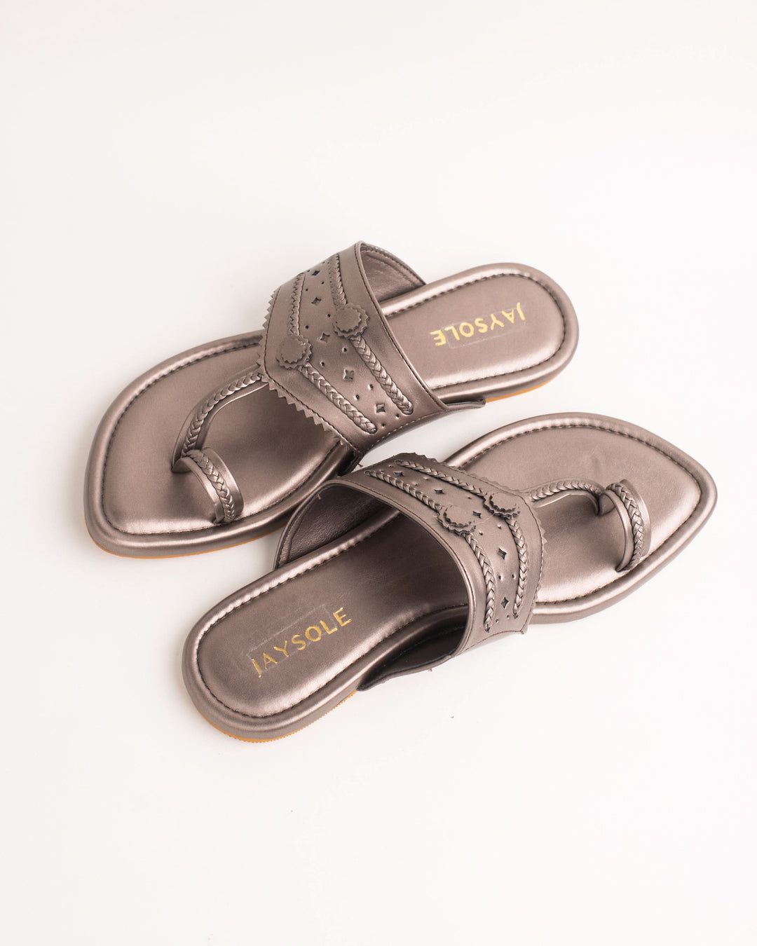 Milan Gunmetal Solid Kolha Flats 