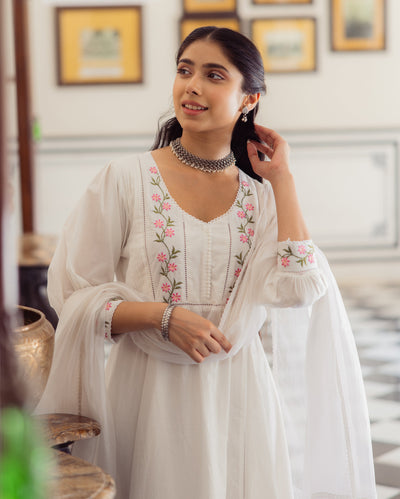 Rizz White Embroidered Cotton Suit Set