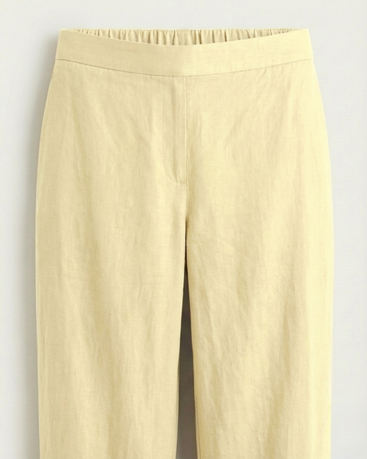 Camila yellow white Linen Straight Pants