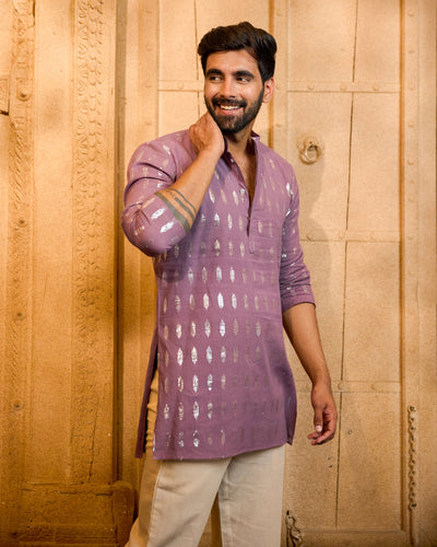 Pravah Mauve Knitted Lurex Kurta