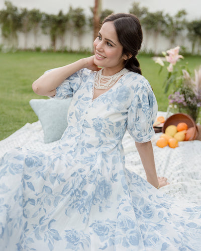 Sugar Plum White Cotton Printed Dress