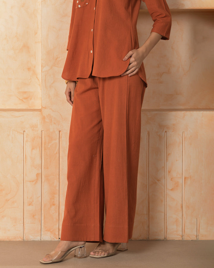 Amethyst Orange Embroidered Cotton Flex Coord Set