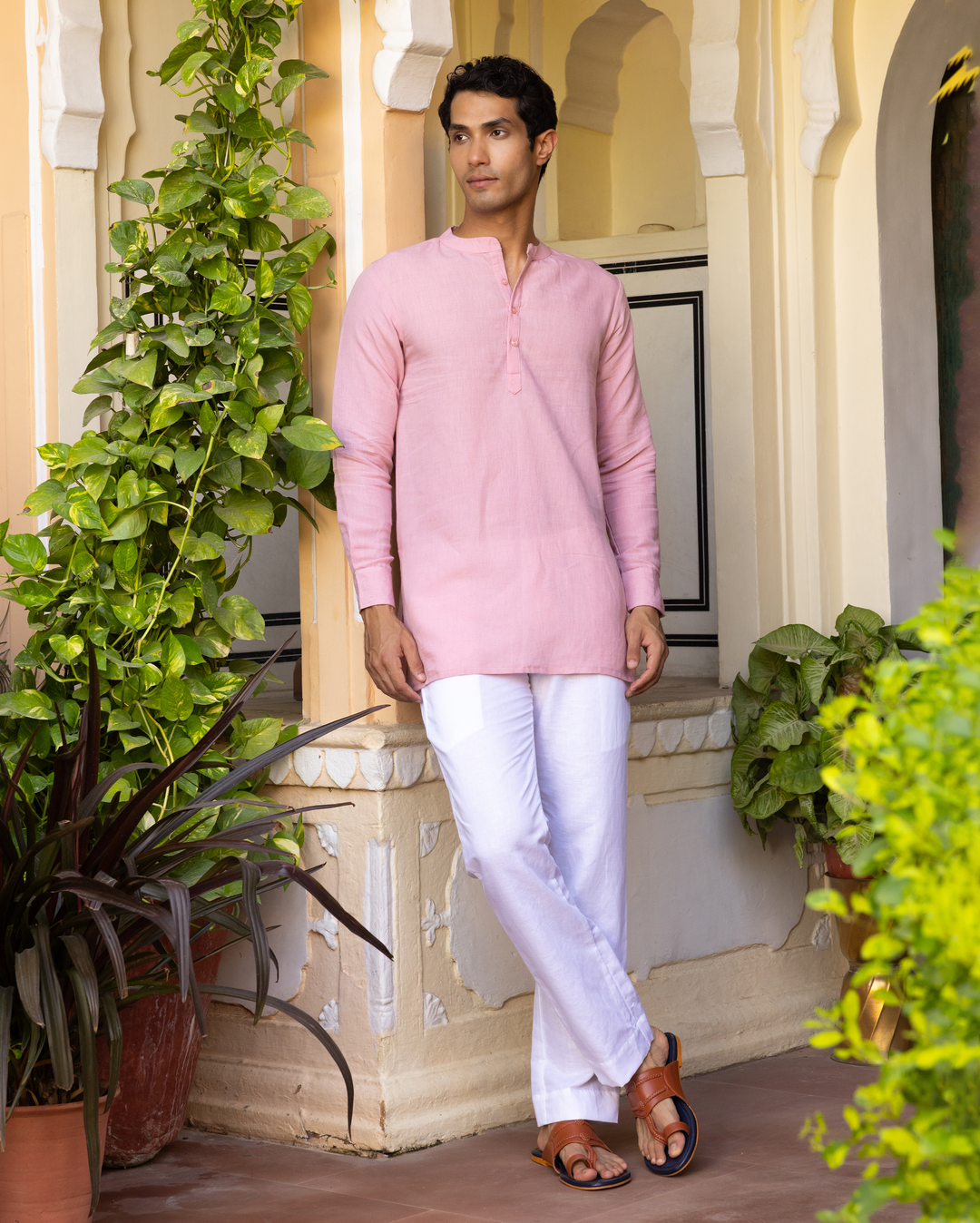 Neel Nude Pink Solid Cotton Flex Kurta