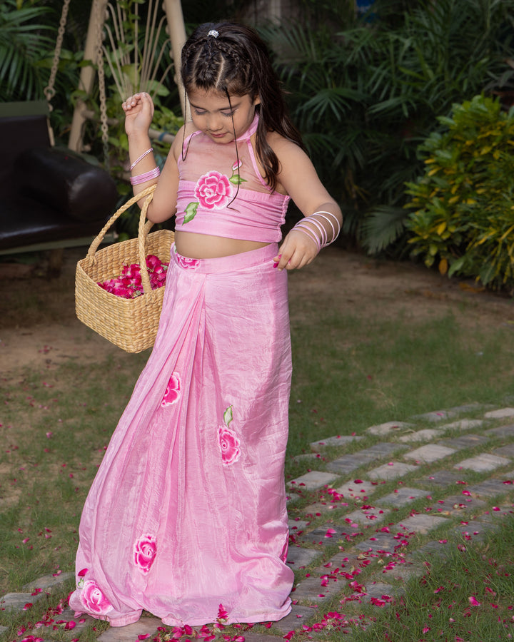 Sakura Light Pink Handpainted Silk Coord Set