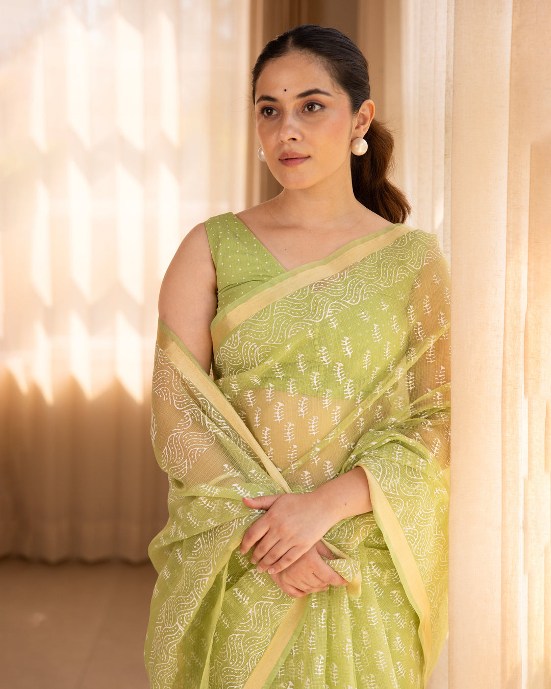 Iraaya Green Doria Printed Saree