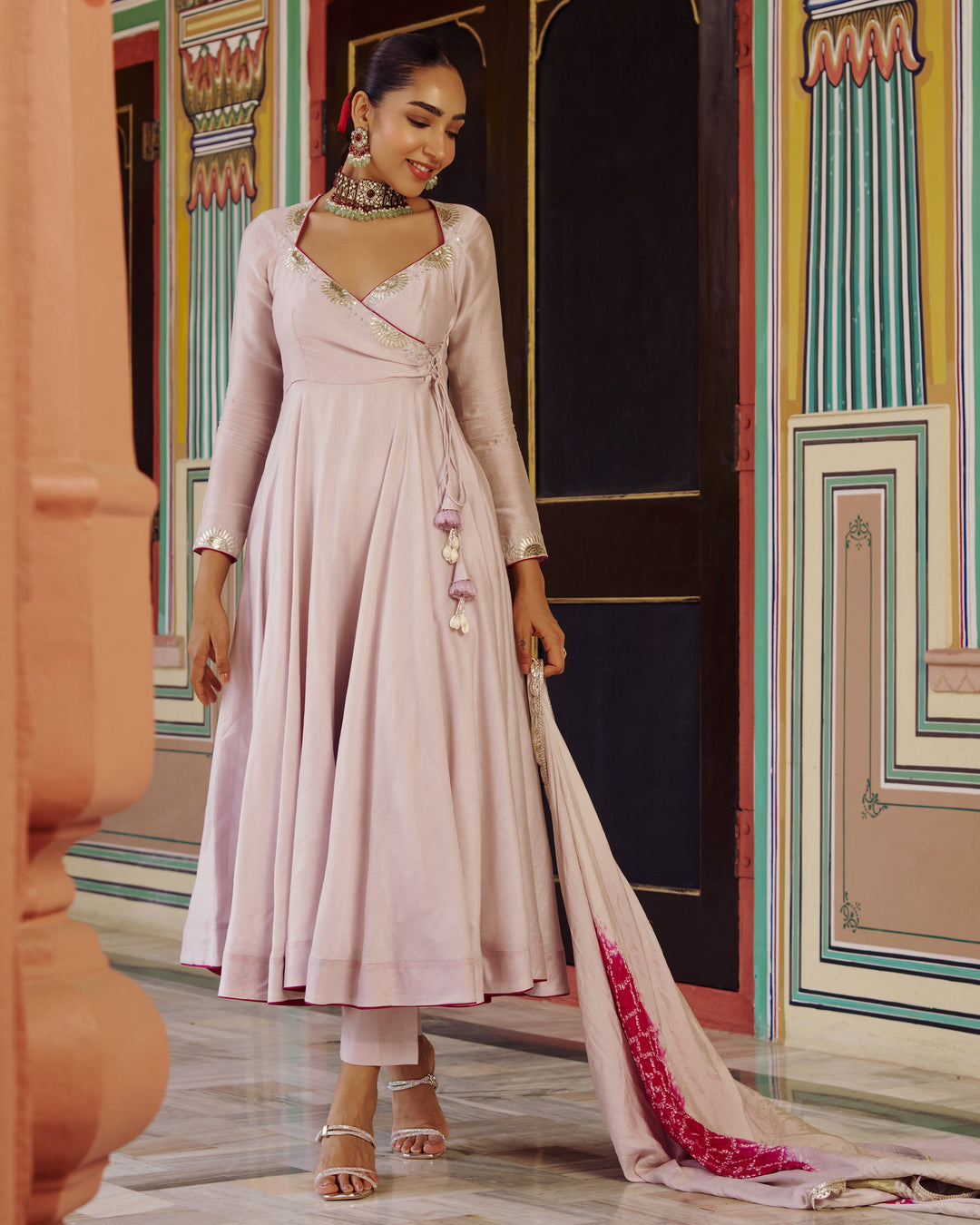 Rajya Grey Embroidered Chanderi Suit Set